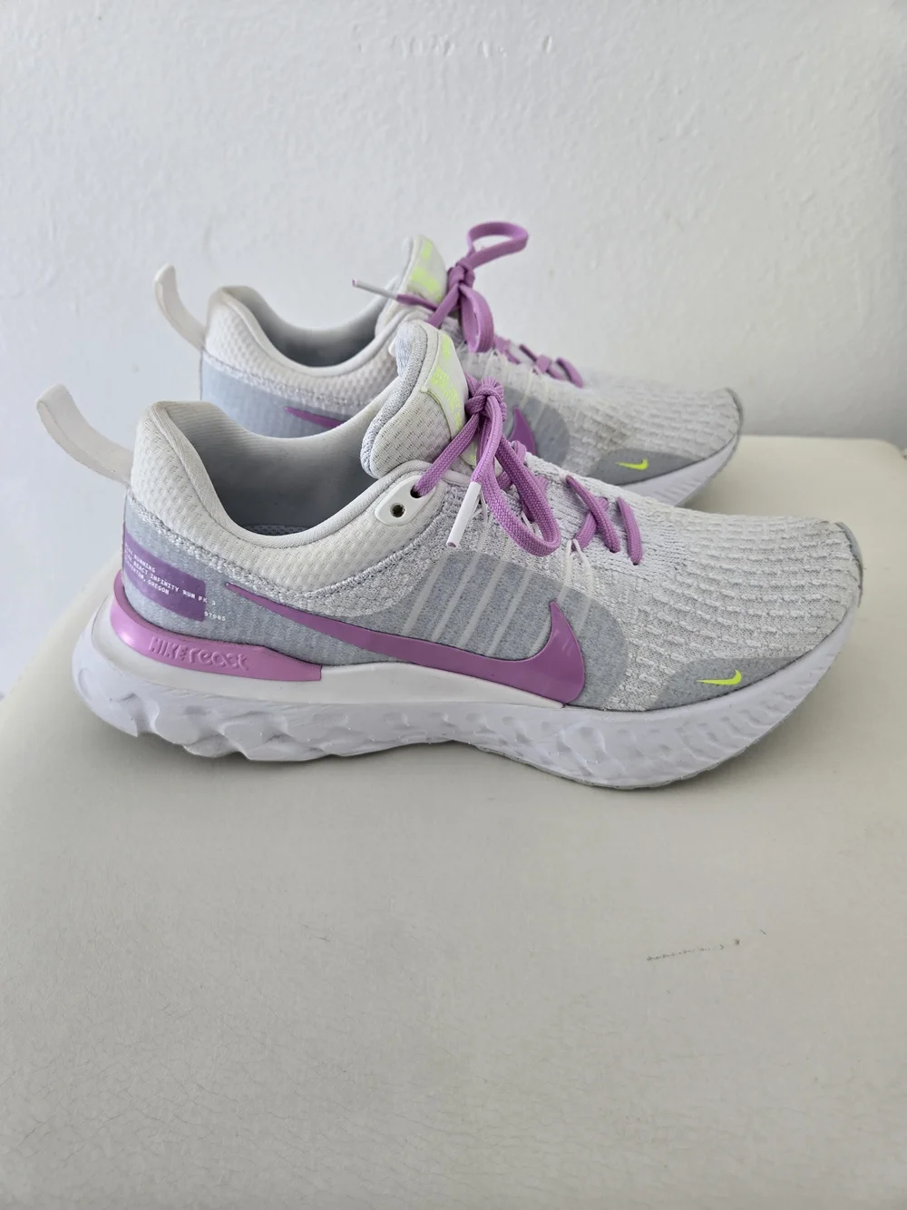 Nike React Infinity Run Flyknit 3 Gray/Purple/White DZ3016-100 Size US7.5/EU38.5